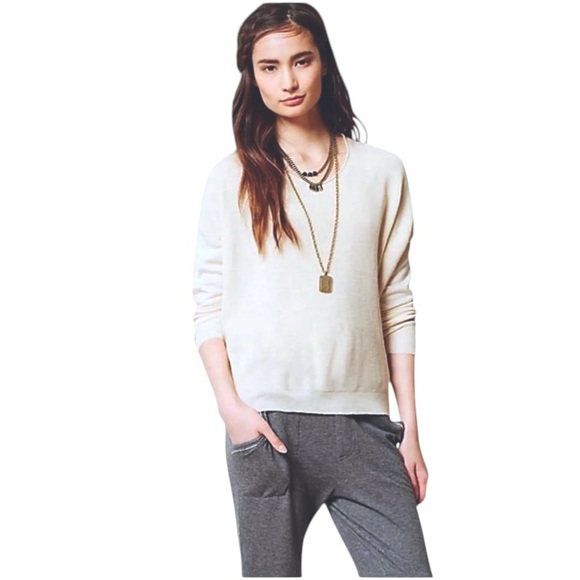 $129 Anthropologie Smooth Back Top Large 10 12 Ivory Blouse Shirt UNIQUE NWT - Picture 4 of 12